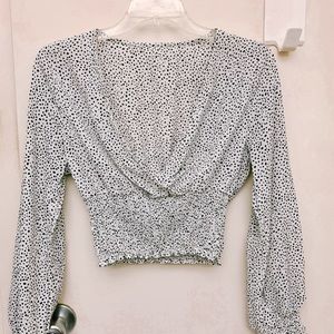 Polka dot long sleeve top